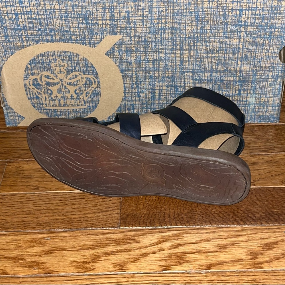 Born Haidee Leather Comfort Gladiator Sandals Black Straps & Tan Sole Women’s 6 - Picture 8 of 10